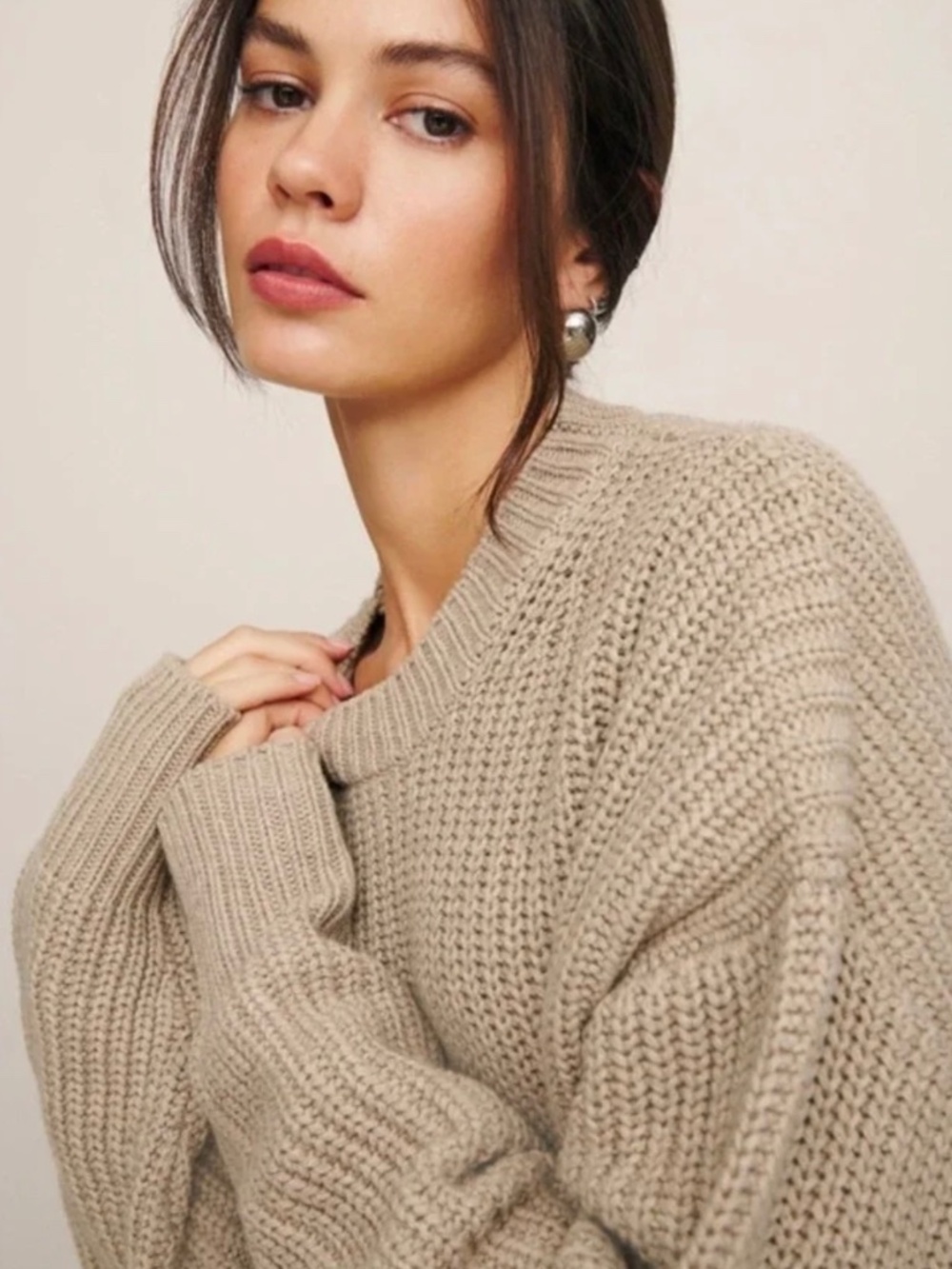 Reformation Oversized Cotton Cashmere Crew